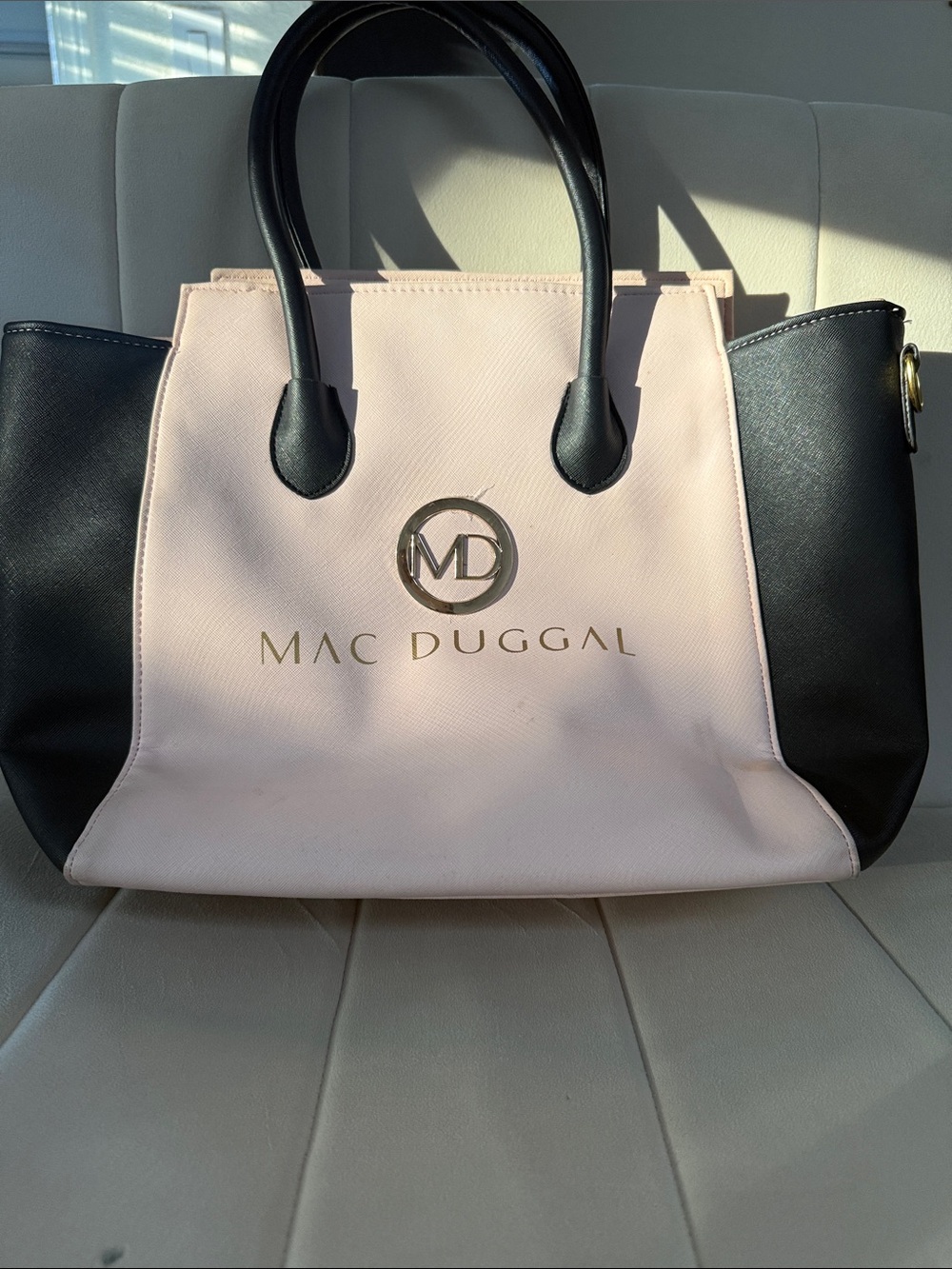 Mac Duggal Blush Pink and Black Two-Tone Tote